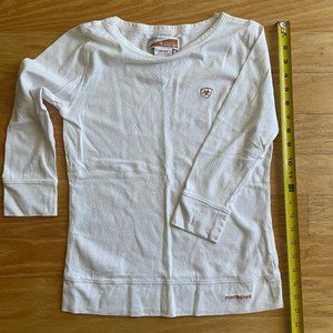 Ariat InsectShield Top, White 3/4 Sleeve Cotton XS EUC